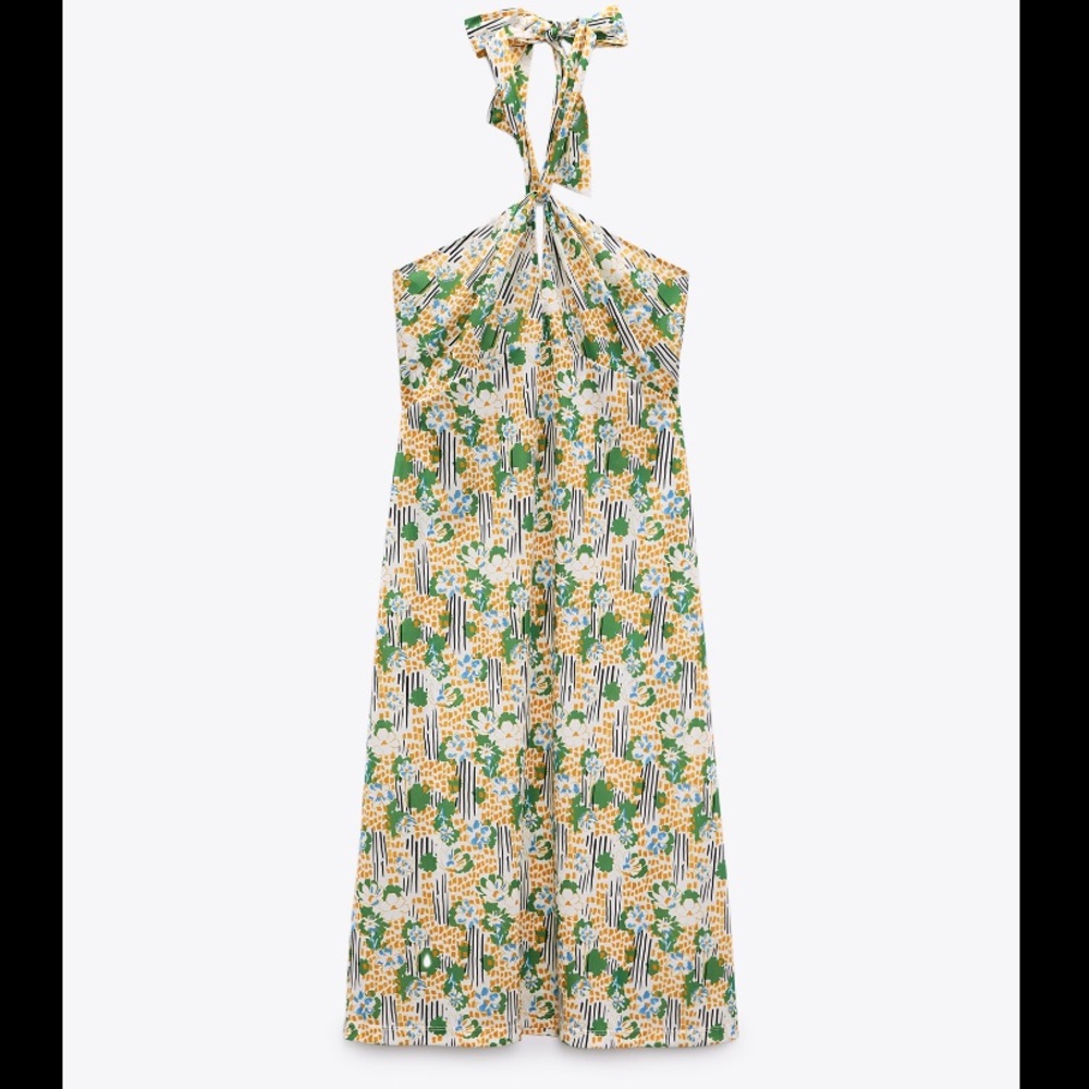 ZARA Floral Short Halter Slit Dress [LAST ONE]